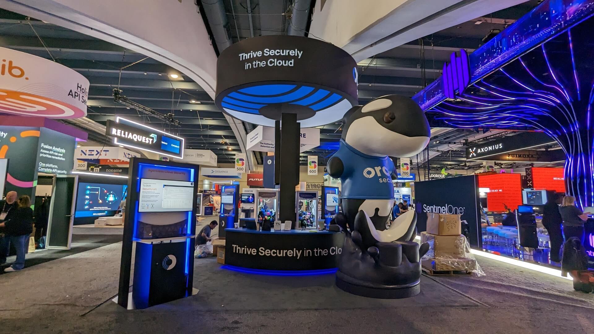 Unique expo booth with bespoke large scale Orca whale statue
